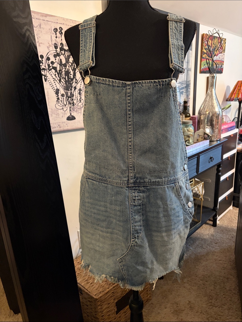 Free People Denim Overall Mini Skirt